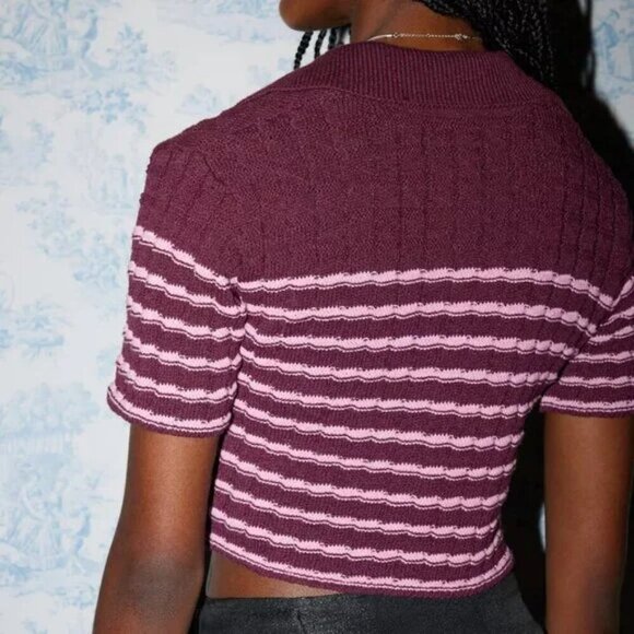 Urban Outfitters Purple and Pink Striped Cardigan - Picture 2 of 6